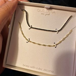 Guiliana New York necklace brass with cubic zirconia new in gift box 🎁
